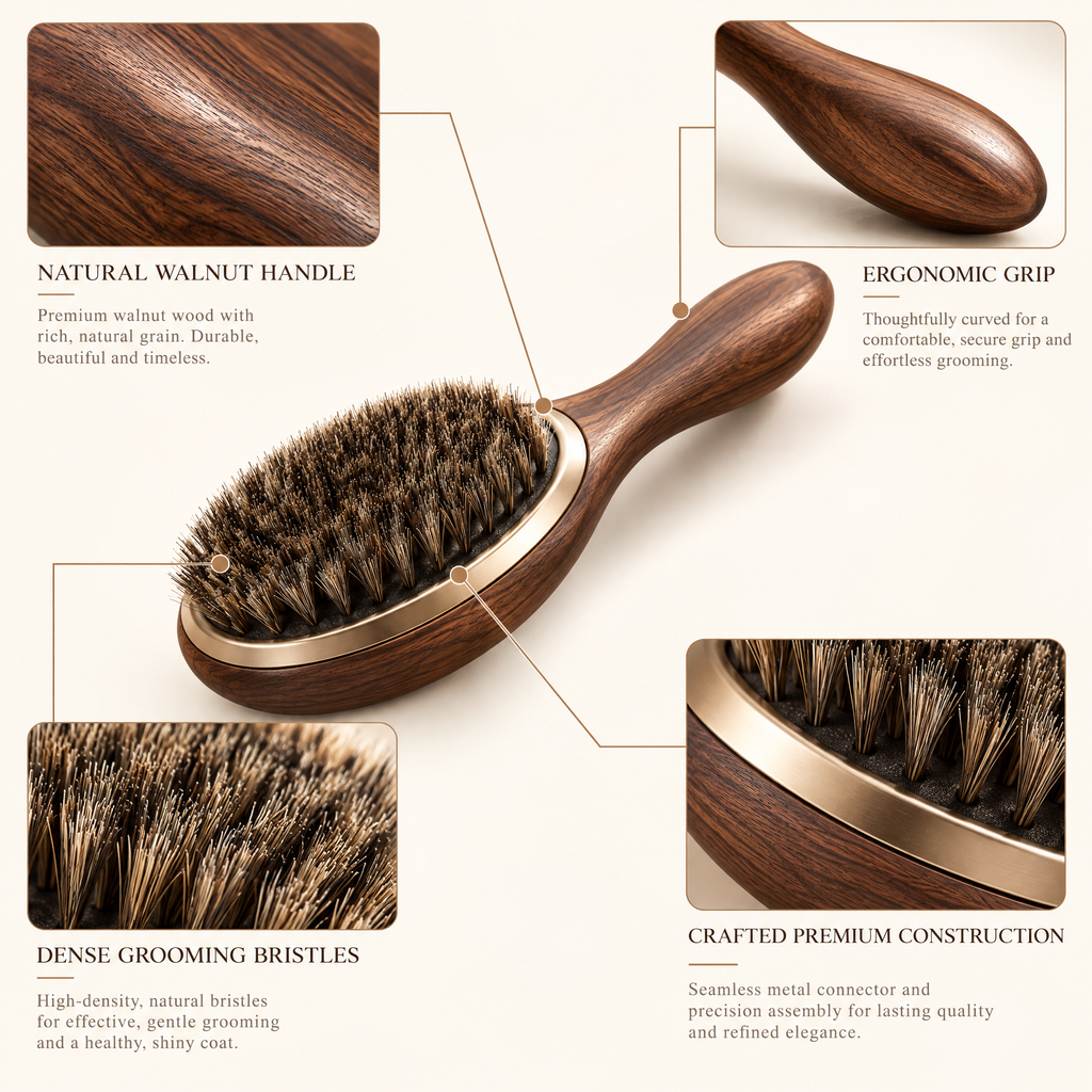 Avenmorne™ Natural Bristle Pet Grooming Brush